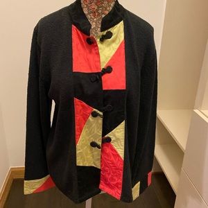 Women’s vintage Susan Bristol button front cardigan size M pink & citron accents